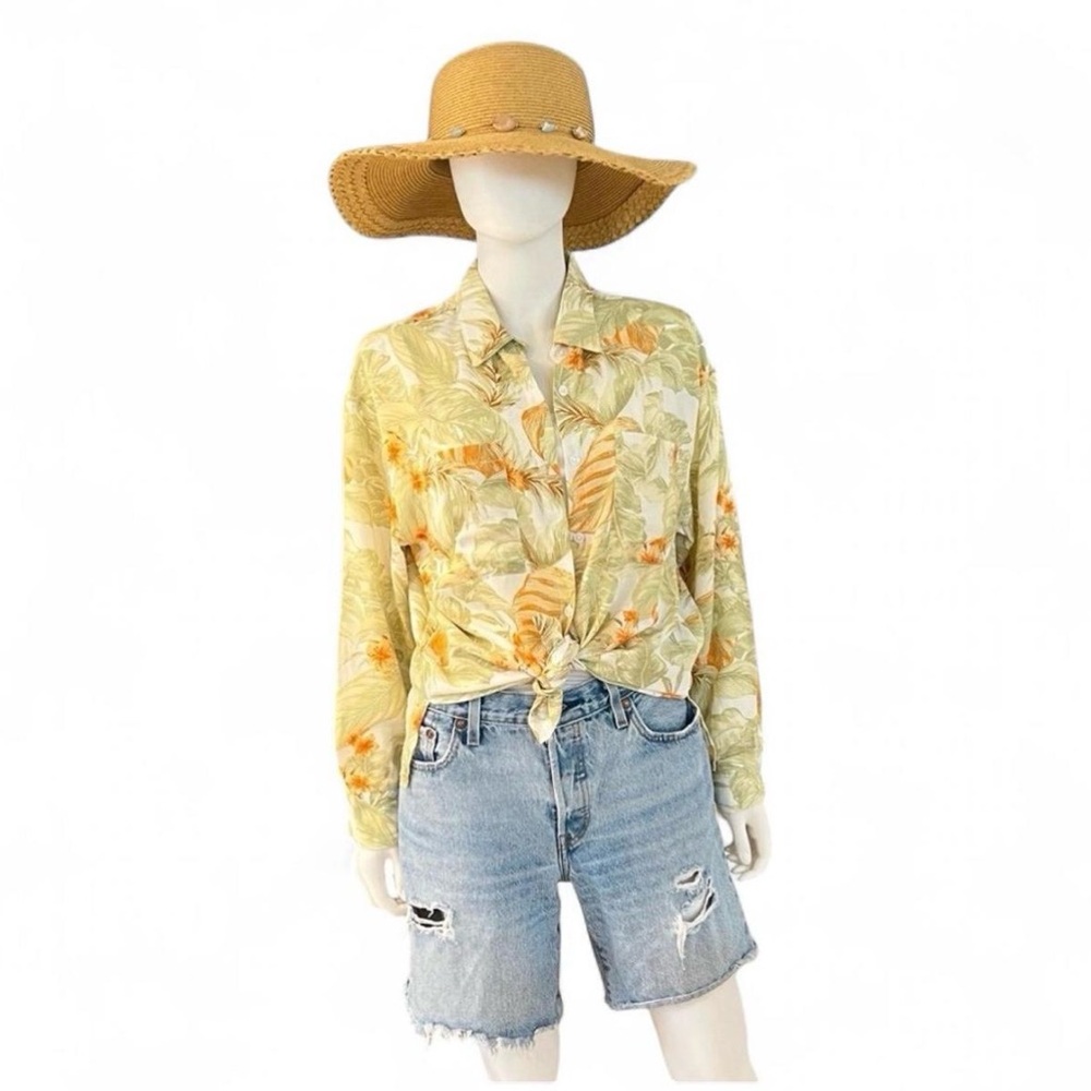 POLAGRAM tropical print button up blouse S M L - Picture 4 of 6